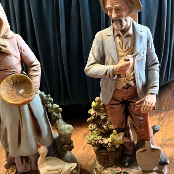 Home Interior 13’ Old Man And Woman Porcelyn Figurines Vintage - Picture 5 of 16